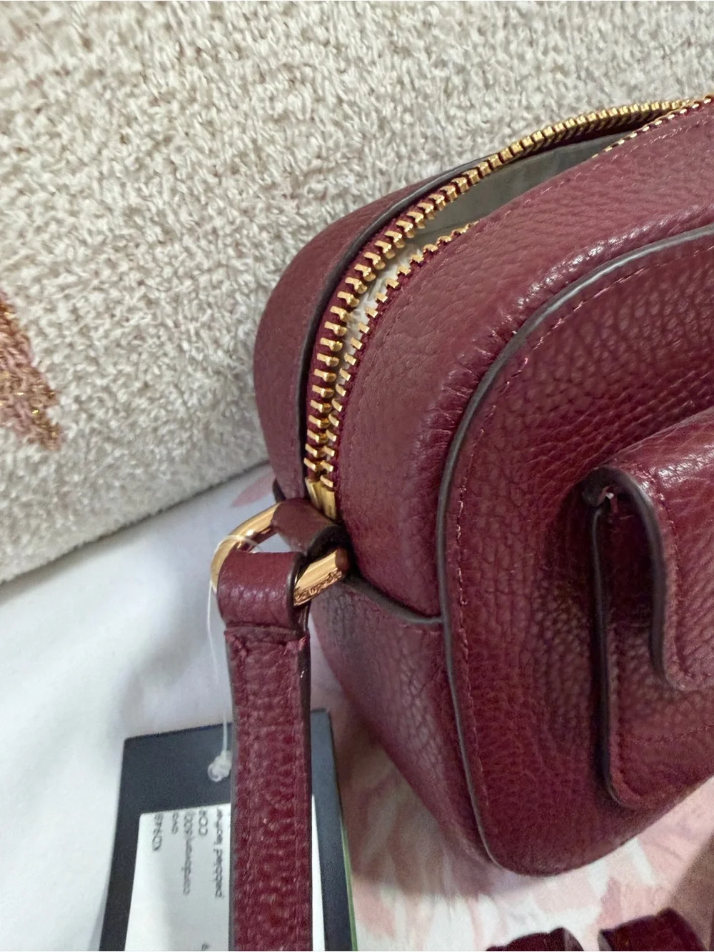 kate spade burgundy pebbled leather camera crossbody